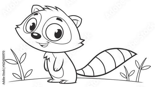 Cute cartoon animal, cute zoo pictures, coloring book pages for kids. Isolated line art on a white background