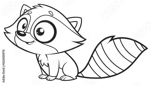 Cute cartoon animal, cute zoo pictures, coloring book pages for kids. Isolated line art on a white background