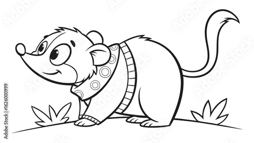Cute cartoon animal, cute zoo pictures, coloring book pages for kids. Isolated line art on a white background