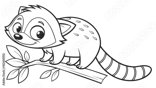 Cute cartoon animal, cute zoo pictures, coloring book pages for kids. Isolated line art on a white background