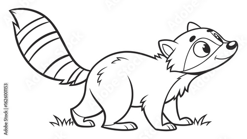 Cute cartoon animal, cute zoo pictures, coloring book pages for kids. Isolated line art on a white background