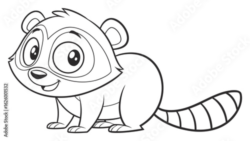 Cute cartoon animal, cute zoo pictures, coloring book pages for kids. Isolated line art on a white background