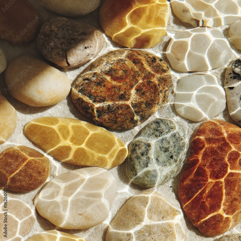 Fototapeta premium Colorful stones beneath water