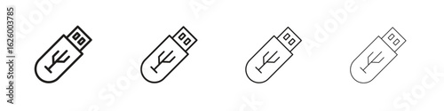 USB icon outline vector pack. Best for web, mobile, ui