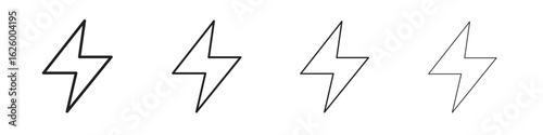 Thunder bolt icon outline vector pack. Best for web, mobile, ui