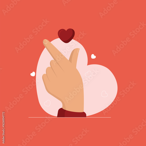 Korean finger heart symbol, Hand gesture for Love proposal, Valentine Day Celebration concept