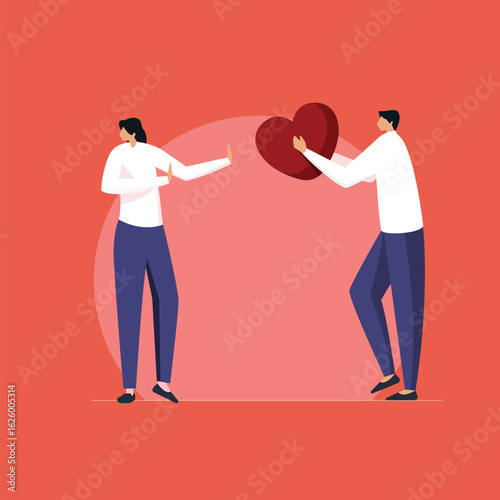 Scared girlfriend rejecting a marriage proposal, relationship problems, Not accepting Heart