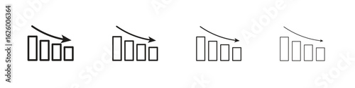 Reduction chart icon outline vector pack. Best for web, mobile, ui