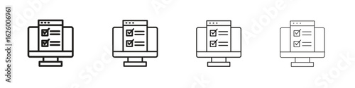 Online exam test icon outline vector pack. Best for web, mobile, ui