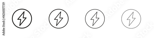 Lightning icon outline vector pack. Best for web, mobile, ui
