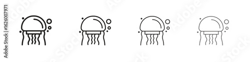 Jellyfish icon outline vector pack. Best for web, mobile, ui
