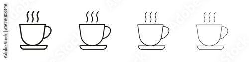 Hot coffee cup icon outline vector pack. Best for web, mobile, ui