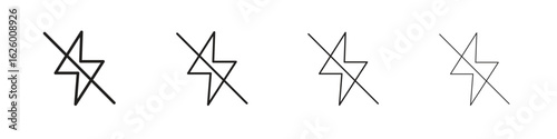 Flash off icon outline vector pack. Best for web, mobile, ui