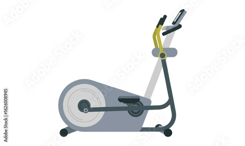 elliptical exercise machine with yellow grips and digital display, vector illustration for fitness, cardio, or gym equipment themes