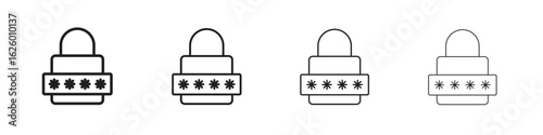 Code lock icon outline vector pack. Best for web, mobile, ui