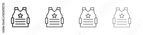 Bulletproof vest icon outline vector pack. Best for web, mobile, ui