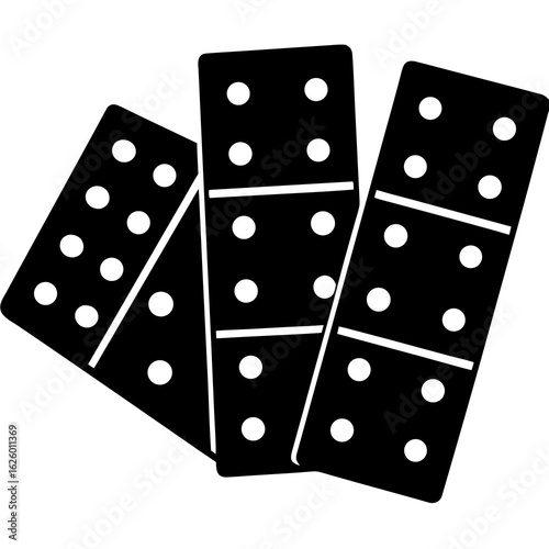 Black domino tiles with white dots dominoes game