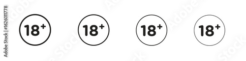 18 Plus icon outline vector pack. Best for web, mobile, ui