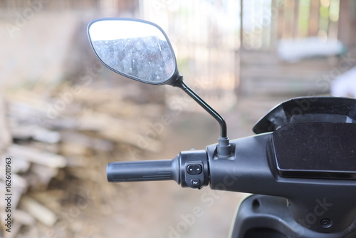 view from above of the steering part of the electric motorbike