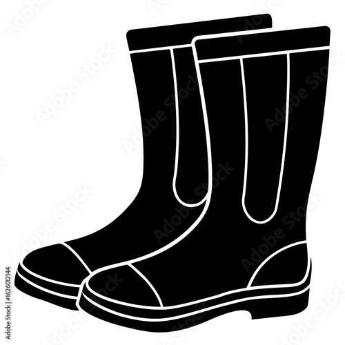 Black rain boots silhouette footwear white