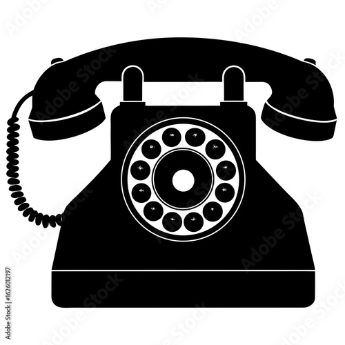 Black rotary telephone silhouette vintage retro