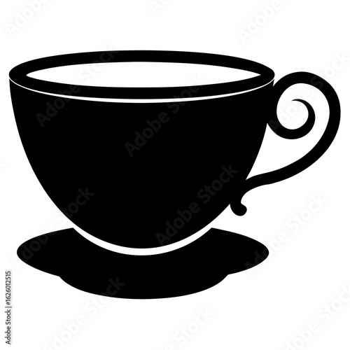 Black teacup with handle and saucer white vector