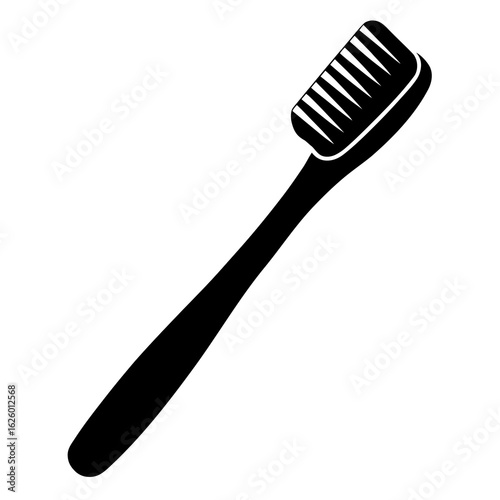 Black toothbrush silhouette on white dental hygiene