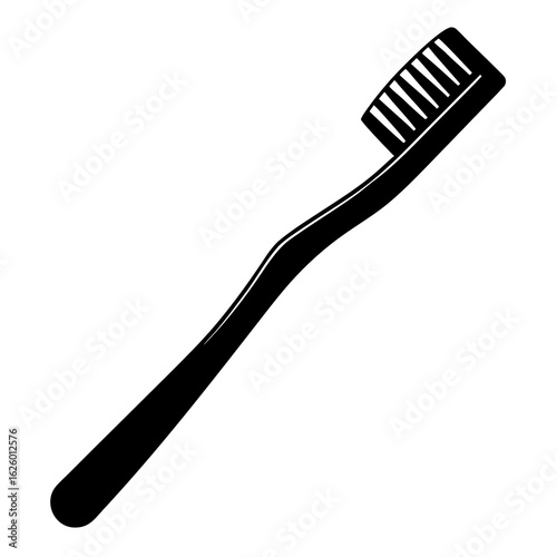 Black toothbrush silhouette on white dental hygiene