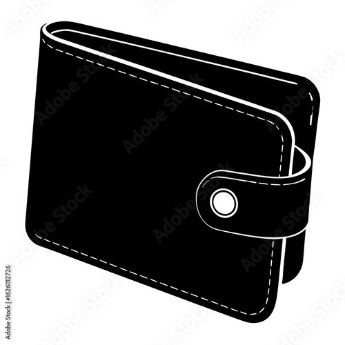 Black wallet silhouette with white stitching vector