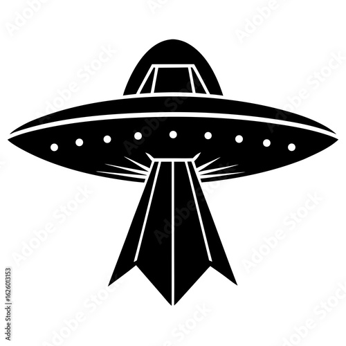Flying saucer with beam alien spacecraft