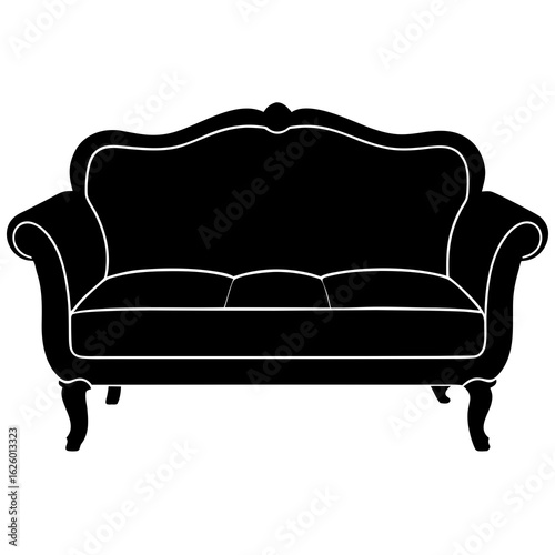 Ornate black sofa silhouette couch furniture