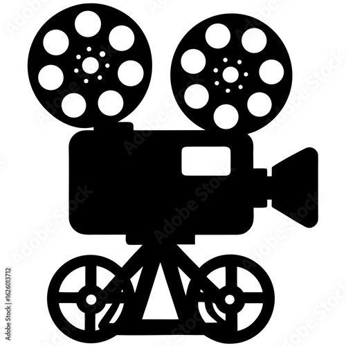 Vintage movie projector silhouette cinema film