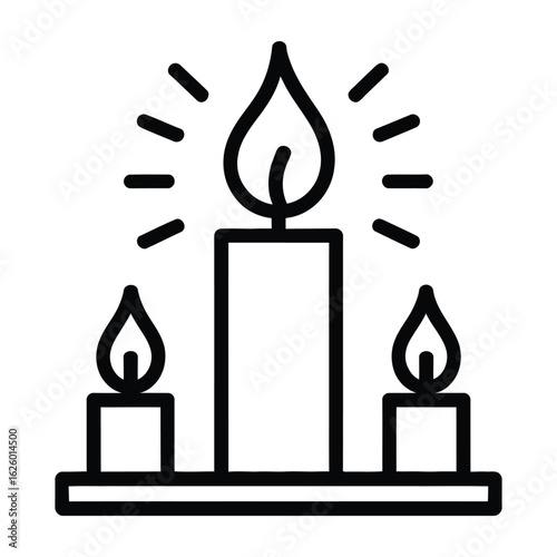Candlelight vigil for homelessness Icon, Vector, Illustration, Outline, Line Art, Silhouette, Logo, White Background.