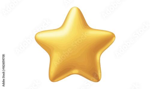 golden five-pointed star icon with smooth 3d shading and highlights, minimal vector design representing achievement, excellence, or rating