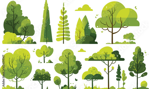 Vibrant Tree Collection: A stunning array of trees in various shapes and sizes, perfect for adding a touch of nature and environmental beauty.