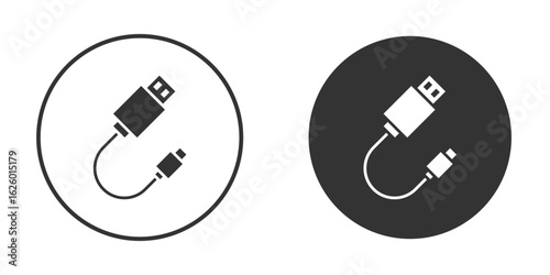 USB cable icon flat. Illustration isolated vector sign symbol
