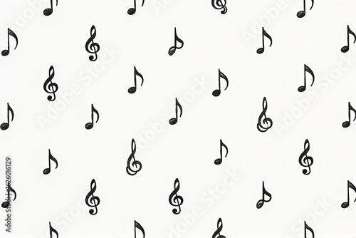Minimalist Musical Notes Seamless Pattern on White Background