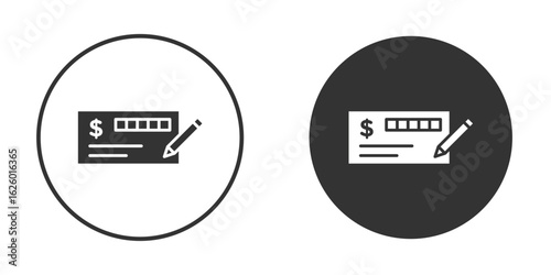 Signing cheque icon flat. Illustration isolated vector sign symbol