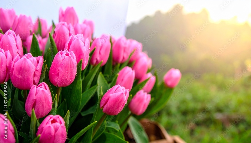 Obraz premium pink and white tulips