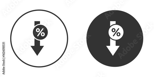 Percent down icon flat. Illustration isolated vector sign symbol