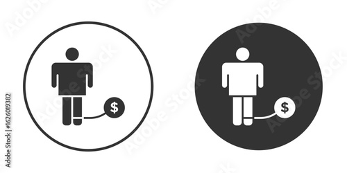 Man with debt icon flat. Illustration isolated vector sign symbol