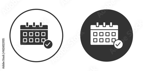 Calendar check icon flat. Illustration isolated vector sign symbol