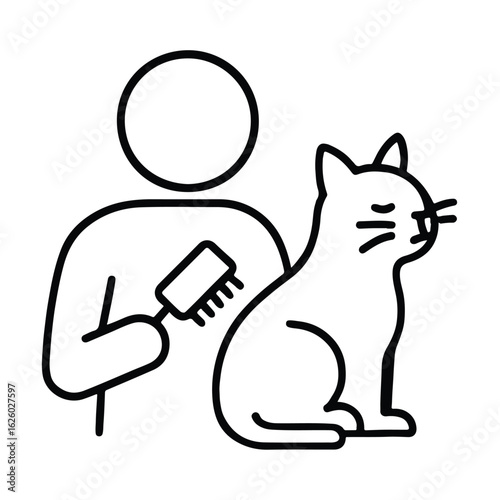 Person Brushing a Cat Flat Vector Icon