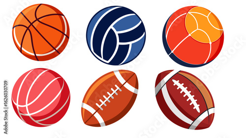 Sport Balls Vector Art Icon Set for Team Games, Fitness, and Athletic Design