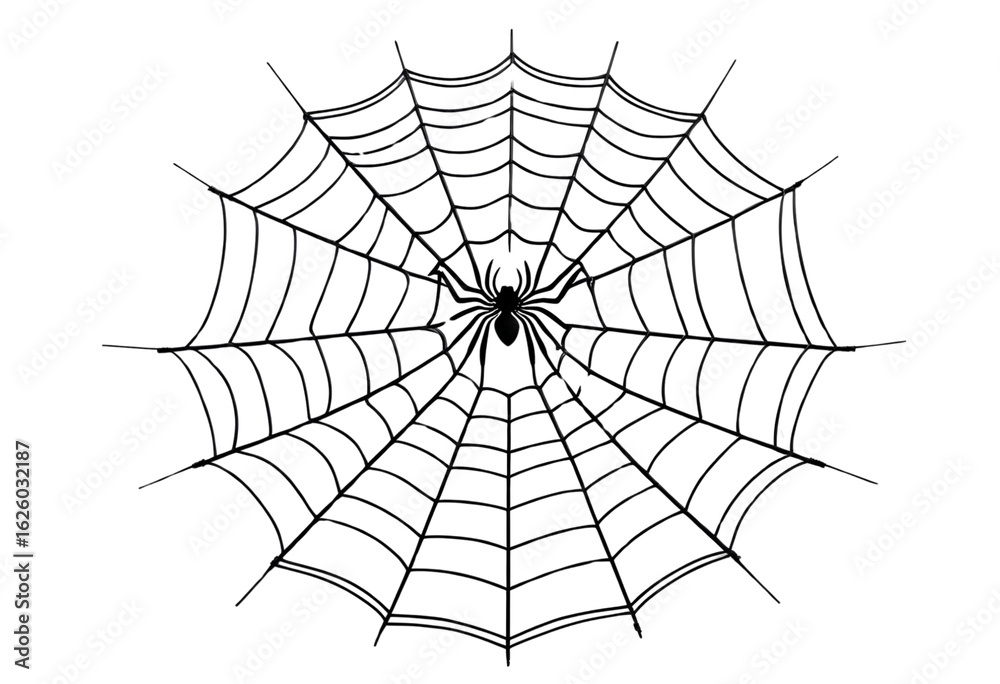 Obraz premium Detailed Spider on Web Isolated for Halloween, Nature, or Design Use