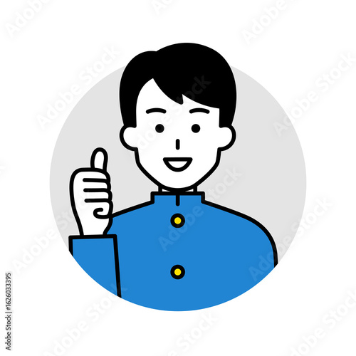 男子学生のアイコン（グッド）