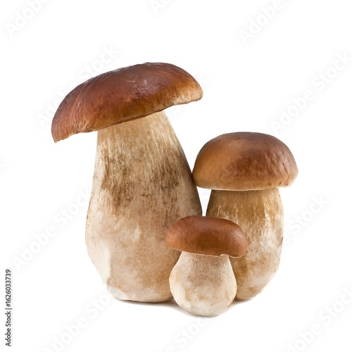 Fresh Porcini Mushrooms Isolated on White Background – Gourmet Edible Fungi Photography