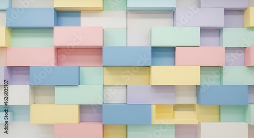 A Harmonious Mosaic of Pastel Cubes: A Playful and Colorful 3D Wall Art