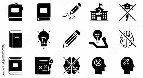 Education and graduation icons set. 