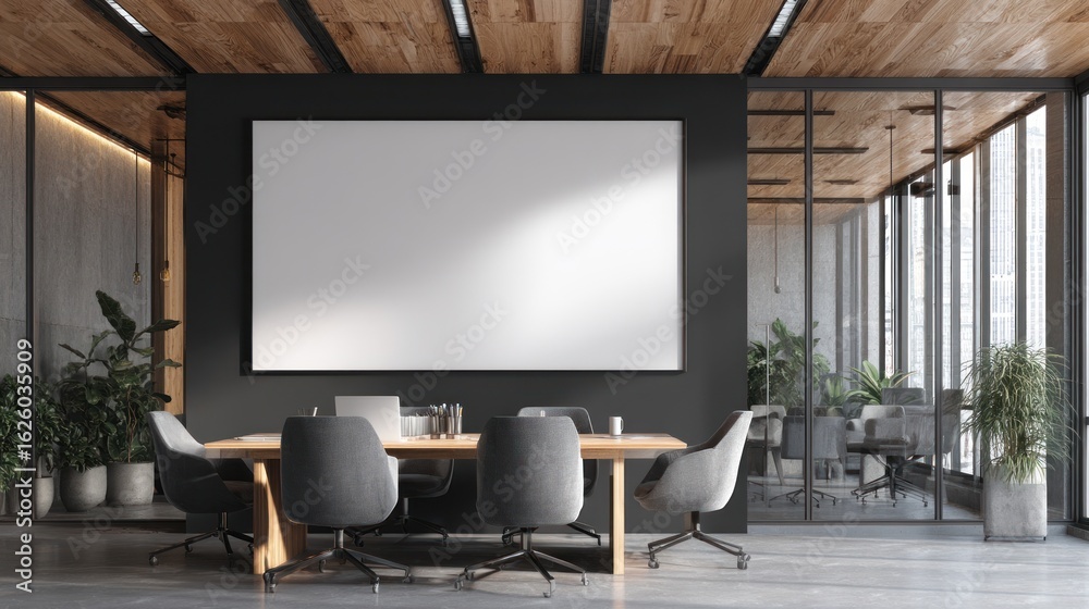 Fototapeta premium Modern meeting room with blank screen